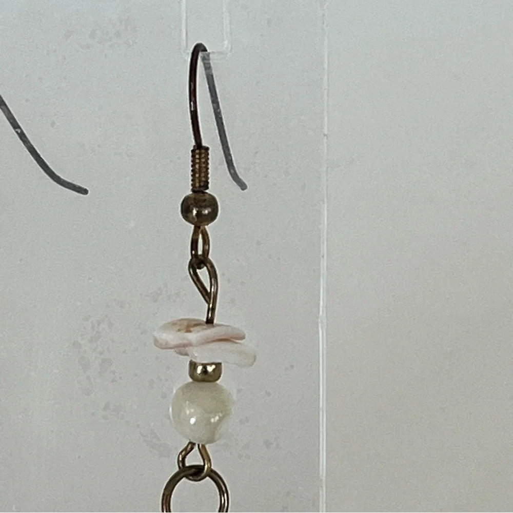 Gold Tone Leaf Dangle Earrings